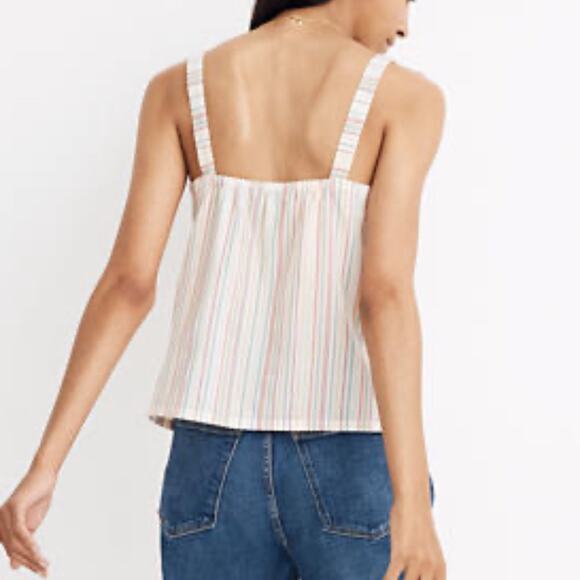 Madewell Button-Front Cami Tank in Textural Rainbow Stripe - Picture 2 of 7